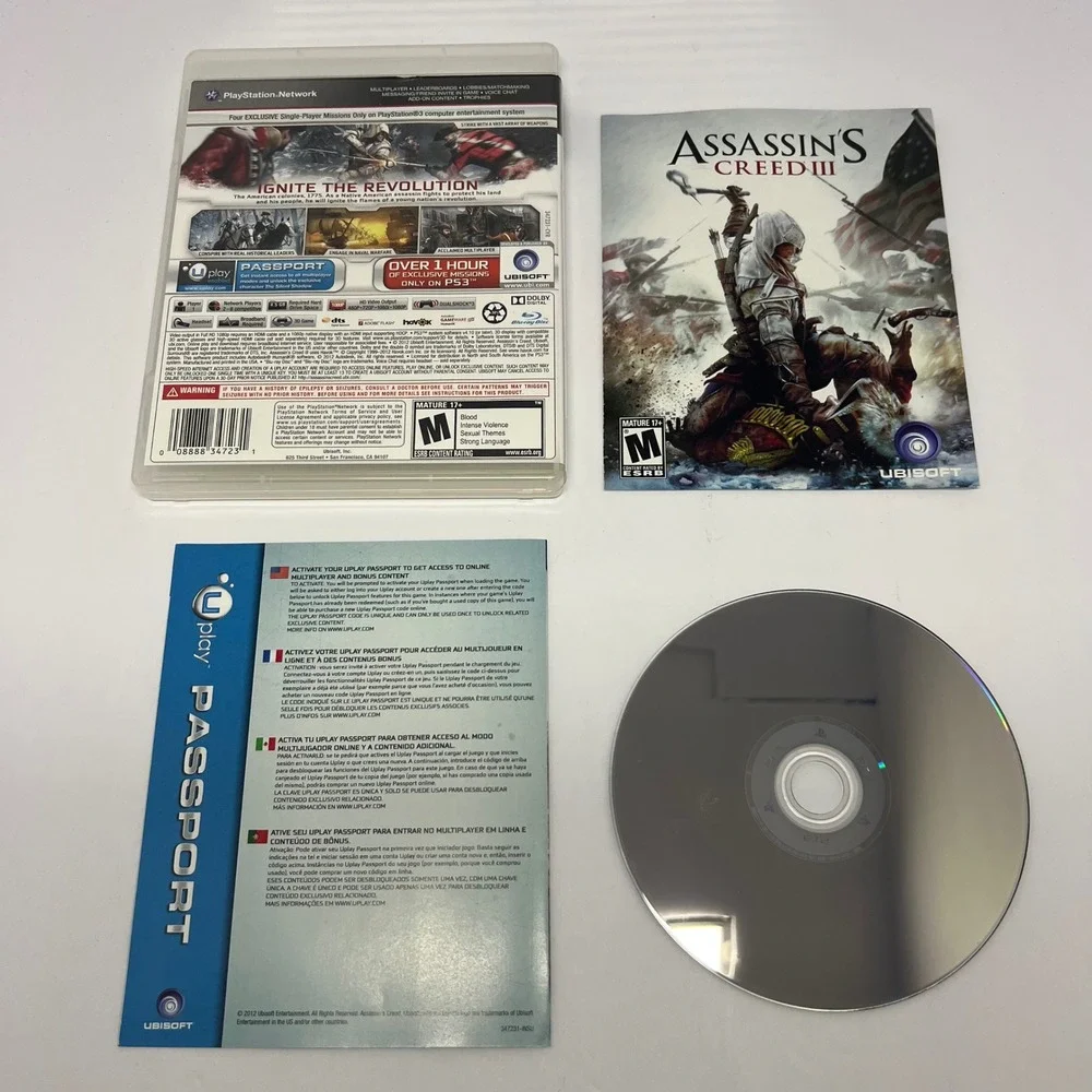 Assassin's Creed III Playstation 3 PS3 Video‎ Game Ubisoft 2012 Tested